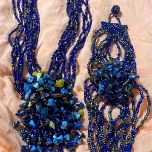 Bead necklace and bracelet set